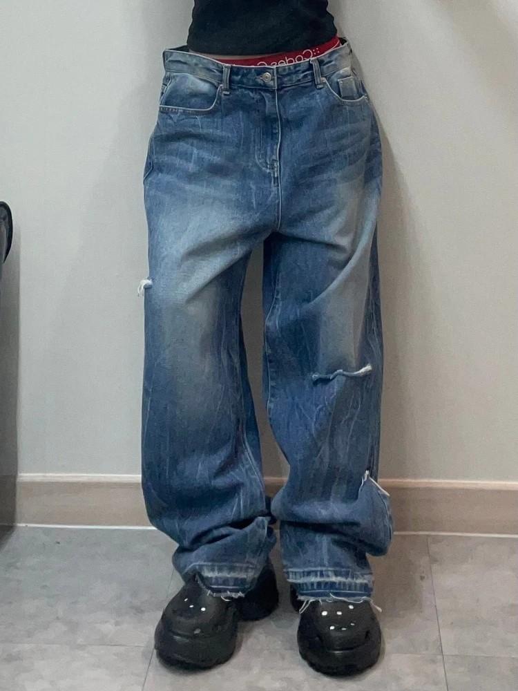 더블유엠씨 컷아웃 링클페이드 데님 와이드핏 2