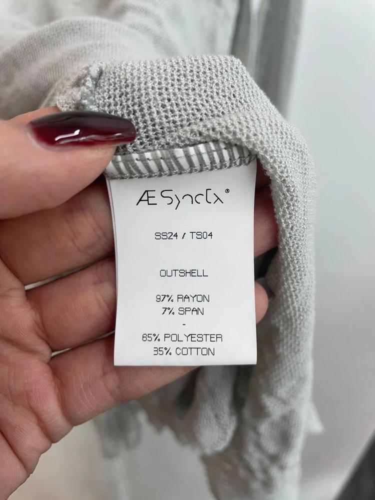 라지 에이시넥틱스 오버핏 후드 시스루 롱슬리브 그레이 7