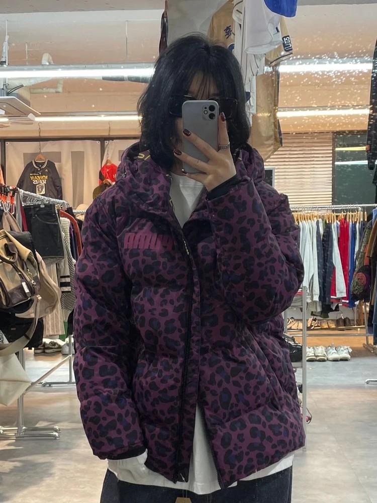 미디움 퓨마 퍼플 레오파드 패턴 다운 패딩 2