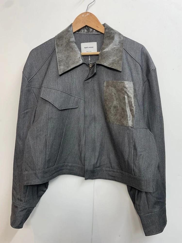 프리 PANTS HOUSE 스퀘어 가죽 포켓 크롭 자켓 4