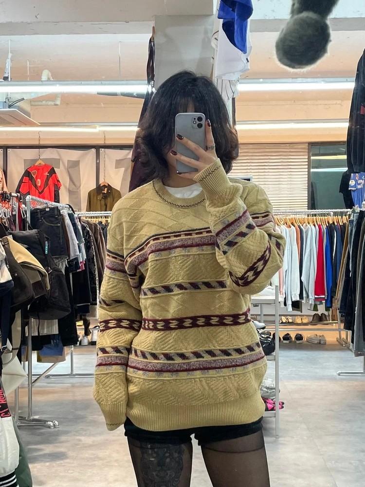 라지 레이크랜드 빈티지 패턴스트라이프 베이지 2