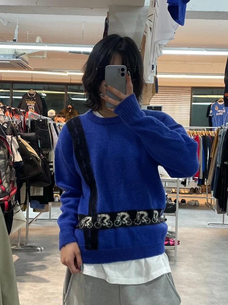 프리 90s KAPAI CRAFTS 크롭 니트 블루 2