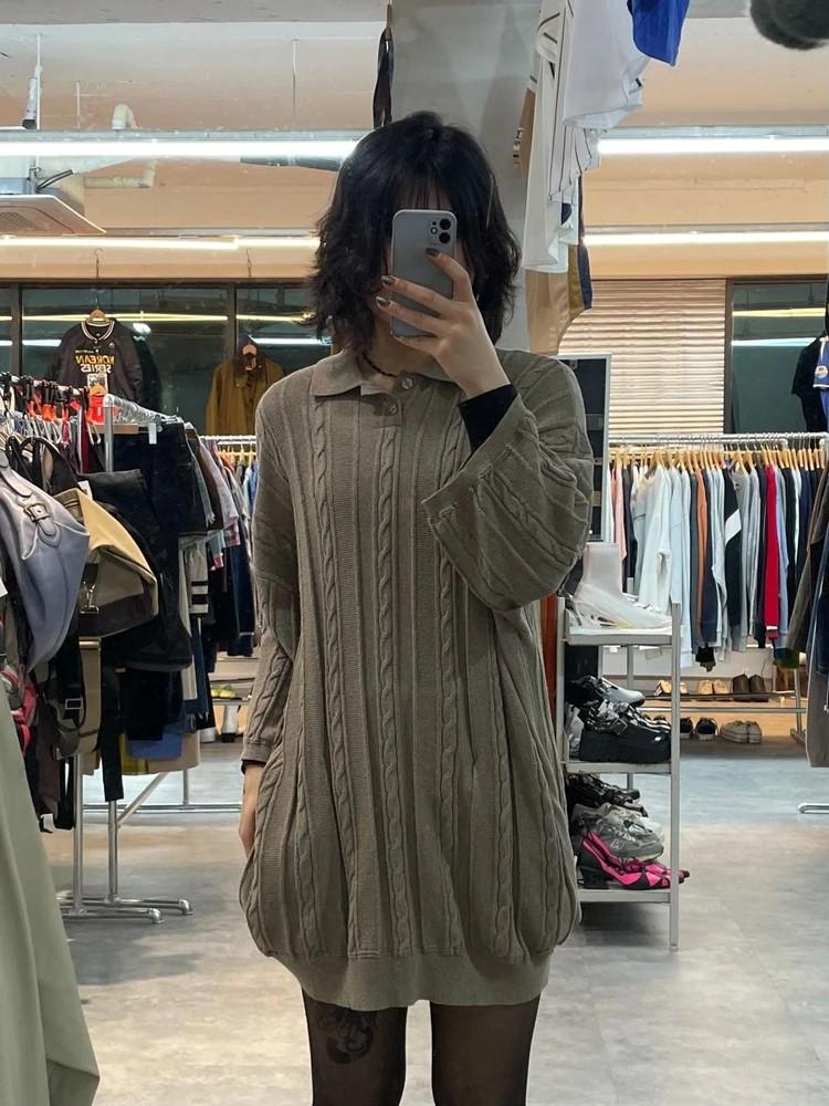 XL 에스피오나지 투포켓 케이블 카라 반팔 니트 2