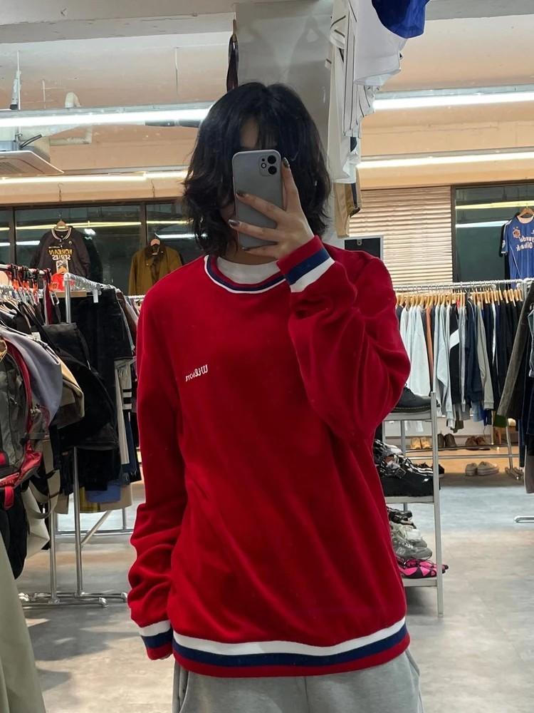 미디움 윌슨 극세사 오버핏 맨투맨 레드 2
