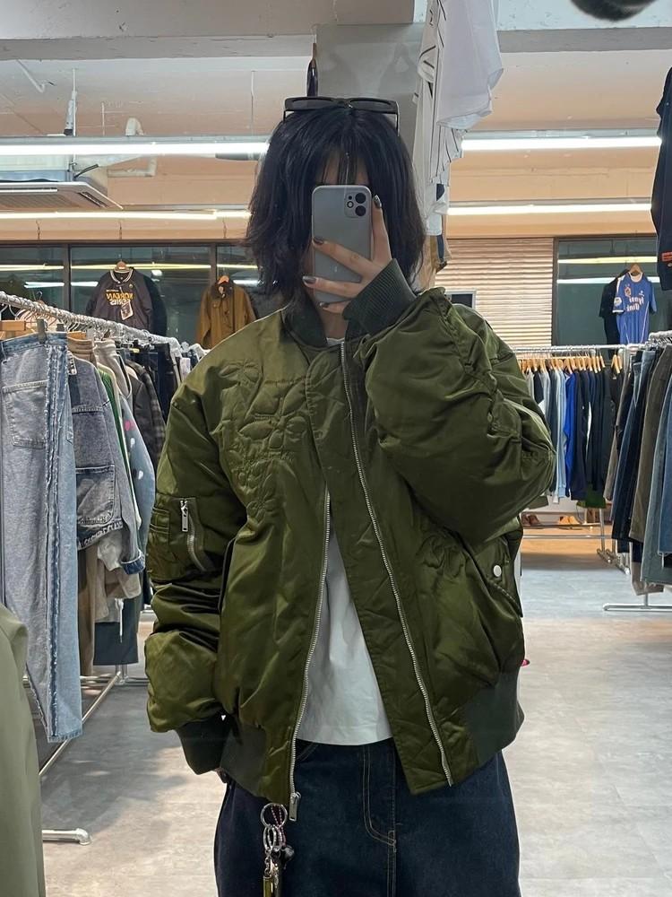 새상품 미디움 MEDM 큐빅 버터플라이 MA-1 다운 자켓 카키 2