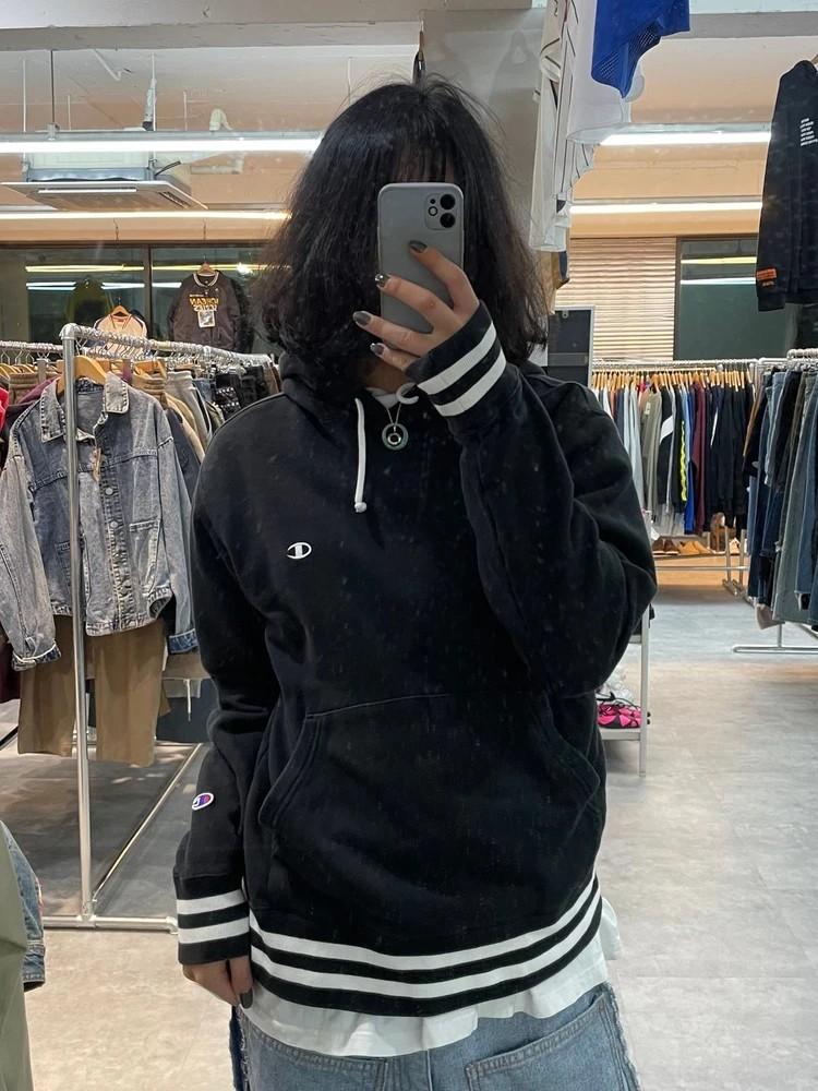 미디움 챔피온 올드스쿨 후드티 블랙 2
