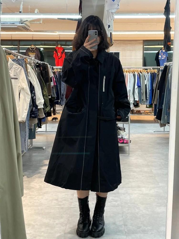 라지 애드오프 블랙 롱 사파리 자켓 2