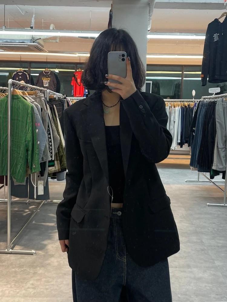 미디움 RUHE 프리미엄 블레이저 정장 자켓 블랙 2