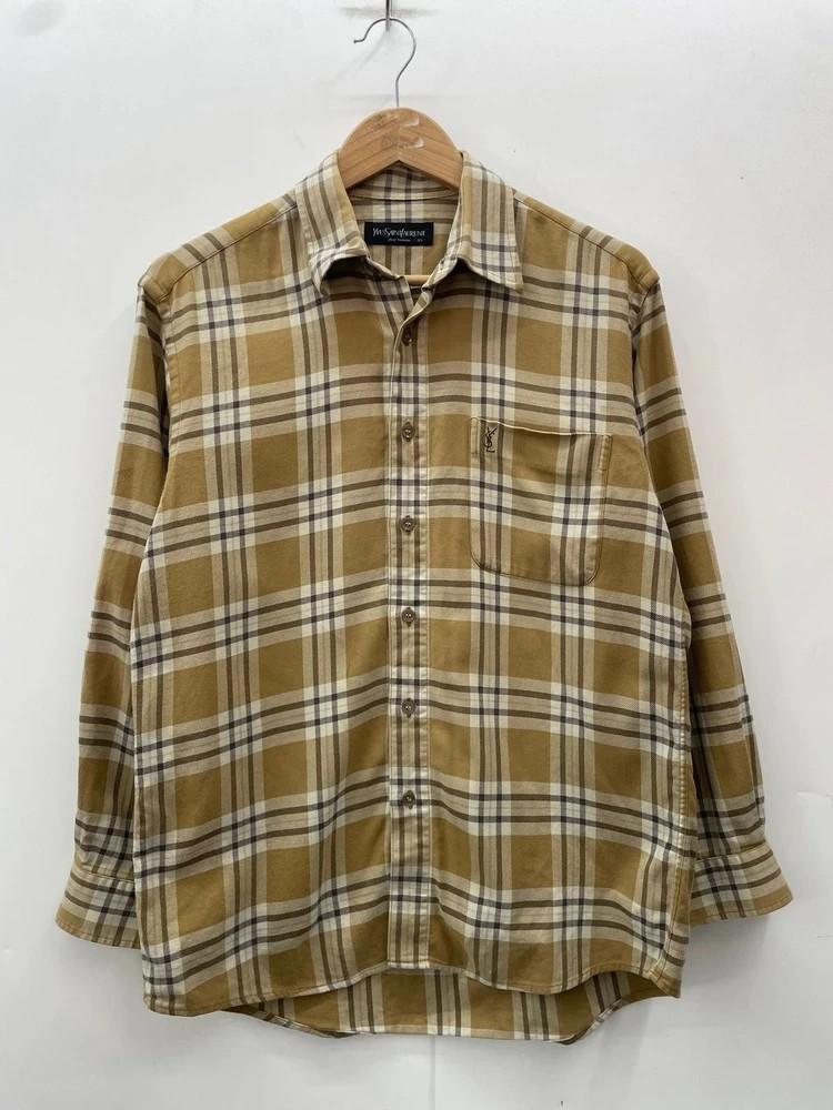 95 남성 90s YSL 입생로랑 뿌르 옴므 올드스쿨 빈티지 체크 긴팔 셔츠 4