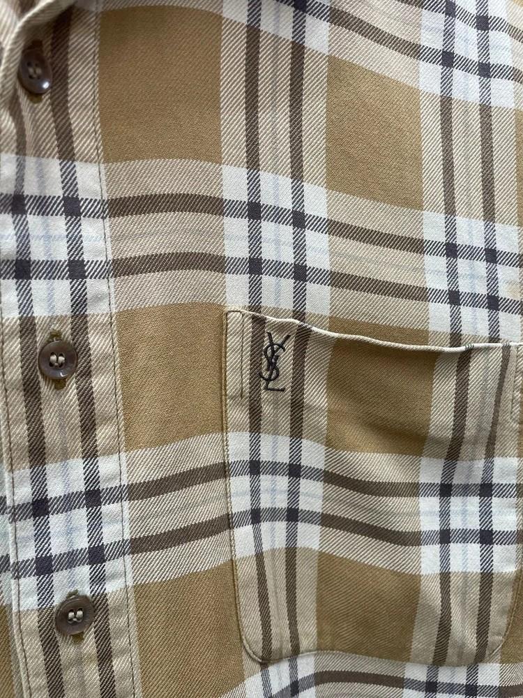 95 남성 90s YSL 입생로랑 뿌르 옴므 올드스쿨 빈티지 체크 긴팔 셔츠 7