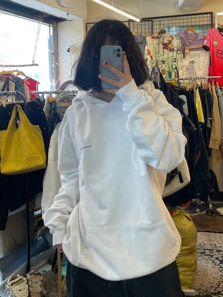 라지 피스마이너스원 초판 가슴 로고 후드 티셔츠 화이트 2