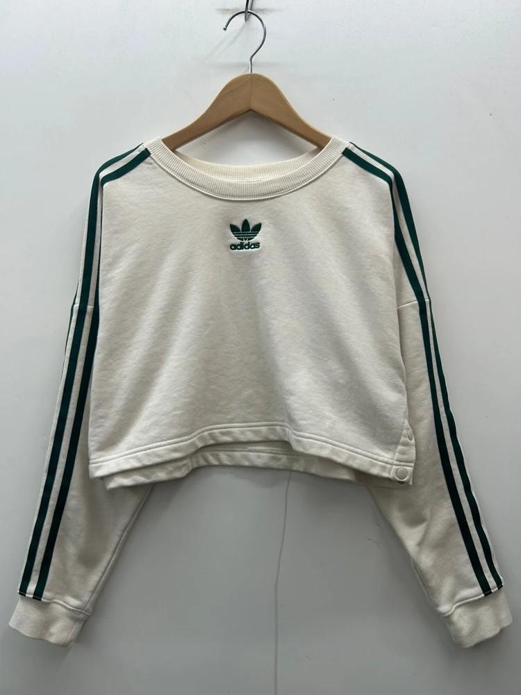XS 아디다스 여성 크롭 버튼 센터 로고 맨투맨 4