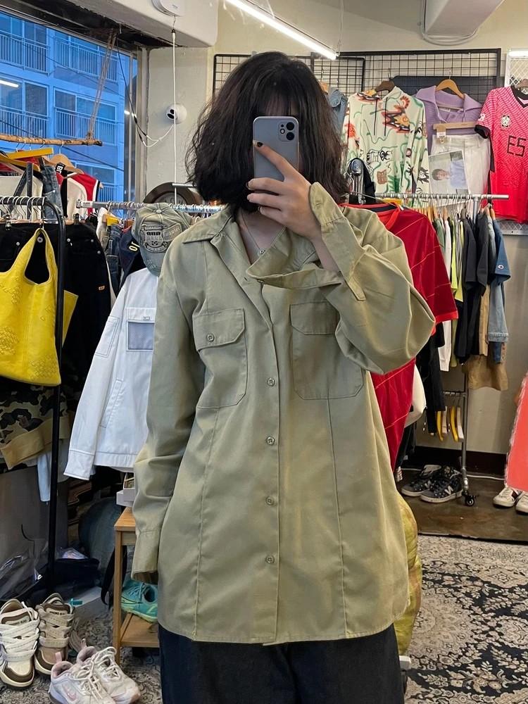 라지 Dickies 디키즈 베이지 워크웨어 코튼 셔츠 2