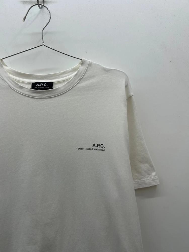 라지 A.P.C. 아페쎄 로고 화이트 오버핏 반팔 티셔츠 5