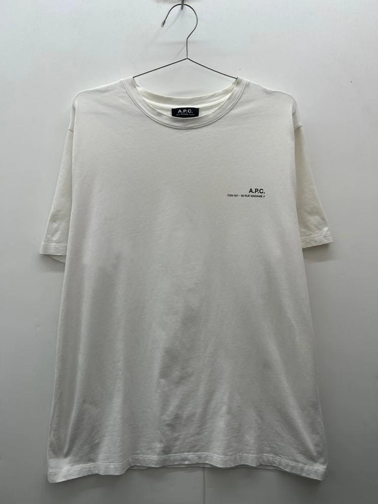 라지 A.P.C. 아페쎄 로고 화이트 오버핏 반팔 티셔츠 4