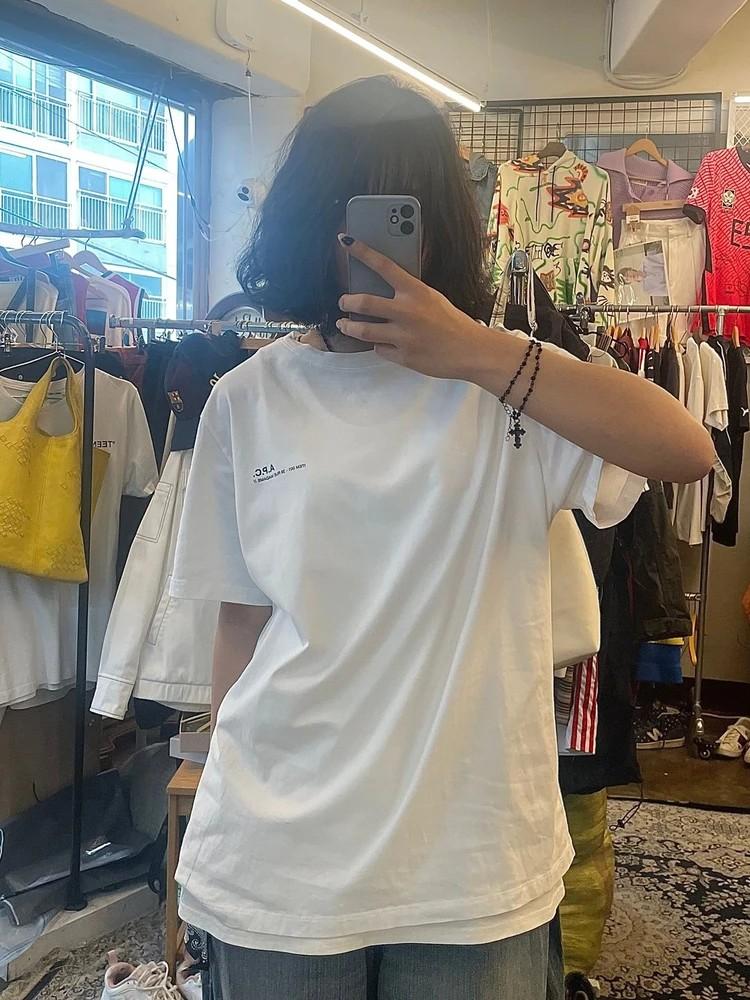 라지 A.P.C. 아페쎄 로고 화이트 오버핏 반팔 티셔츠 2