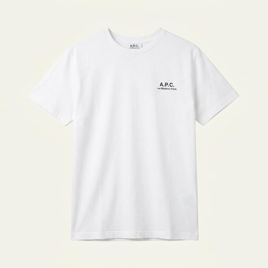 라지 A.P.C. 아페쎄 로고 화이트 오버핏 반팔 티셔츠 1