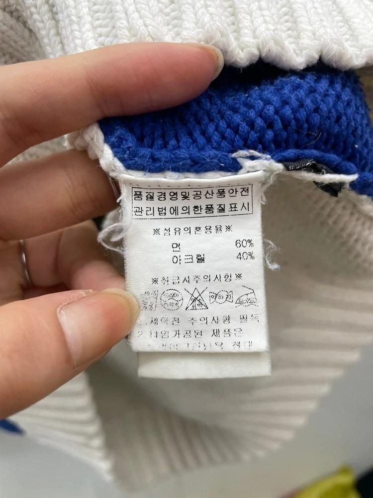 라지 에비수 빅로고 블루 배색 오버핏 니트 9