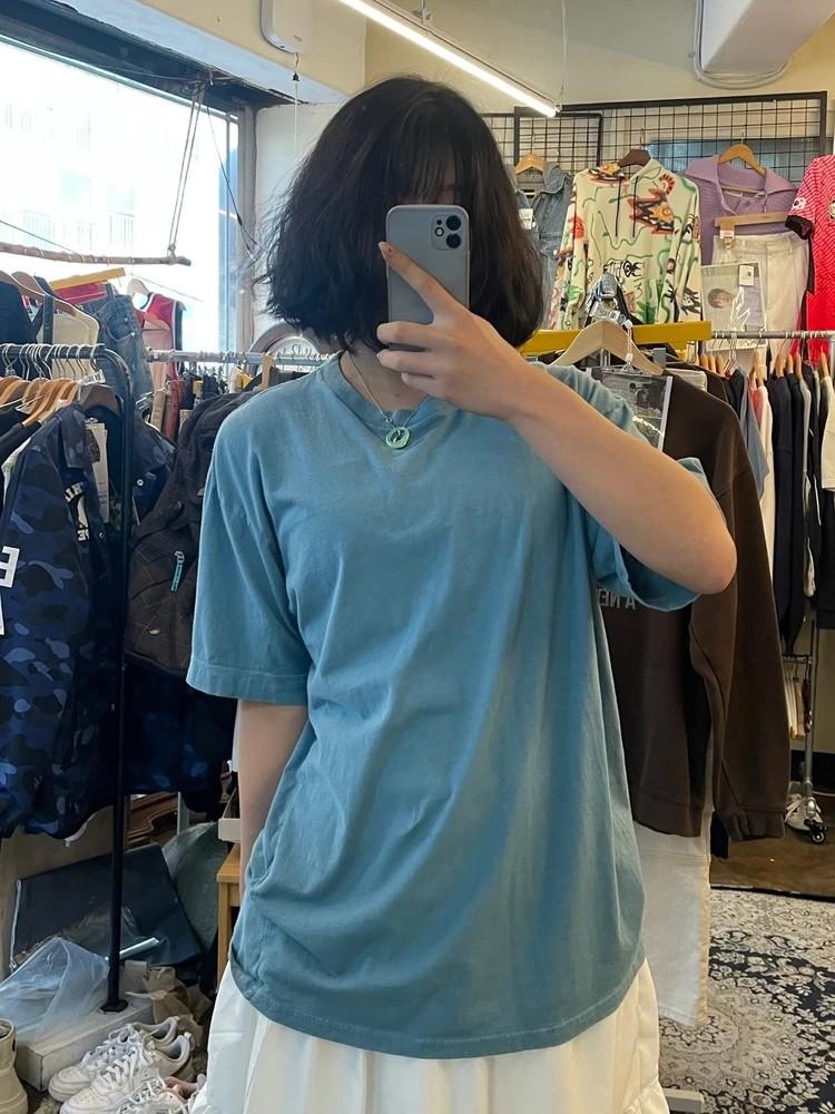 2 사이즈 Unused 언유즈드 블루 기본 반팔 티셔츠 2