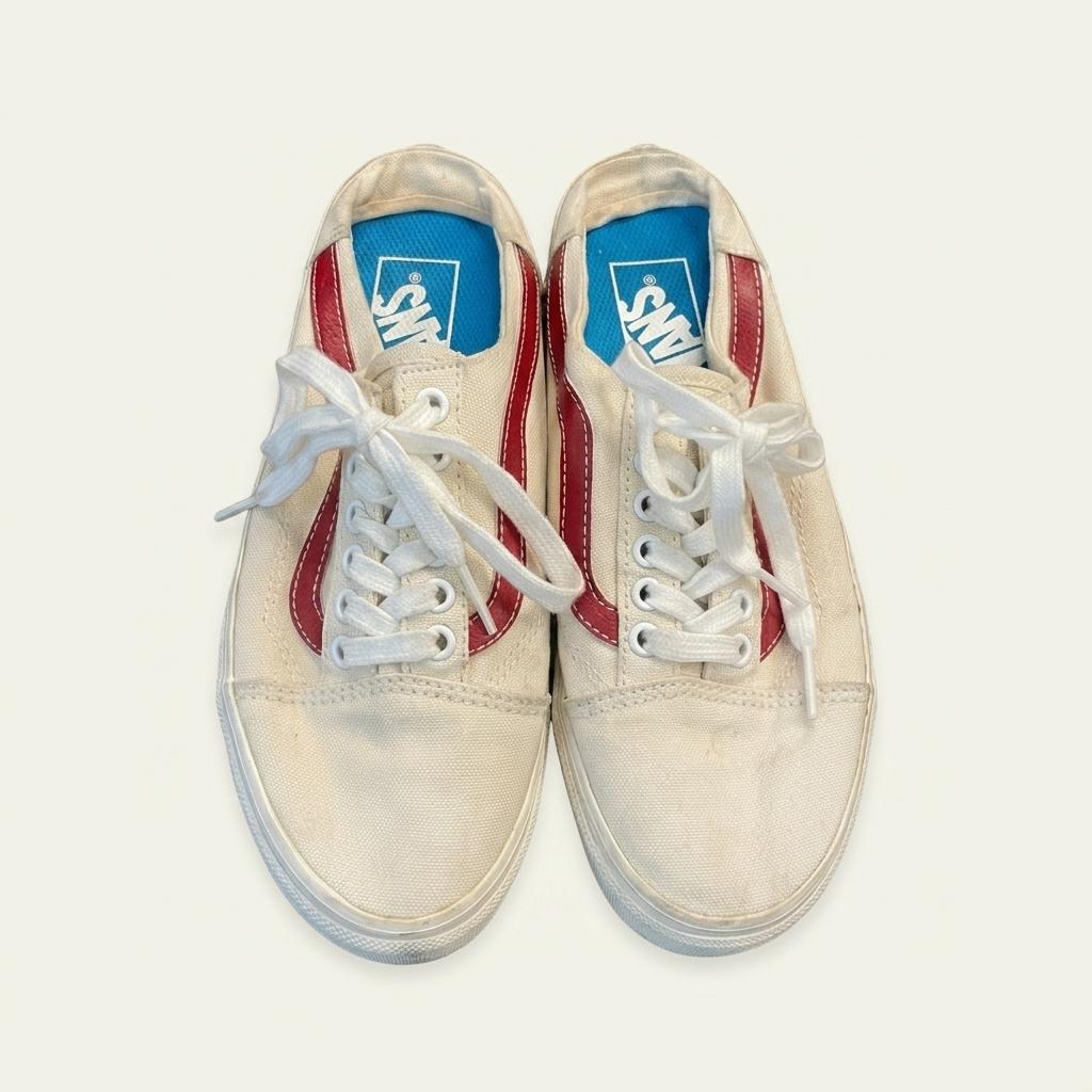 230 사이즈 반스 올드스쿨 뮬 화이트 레드 스니커즈 1
