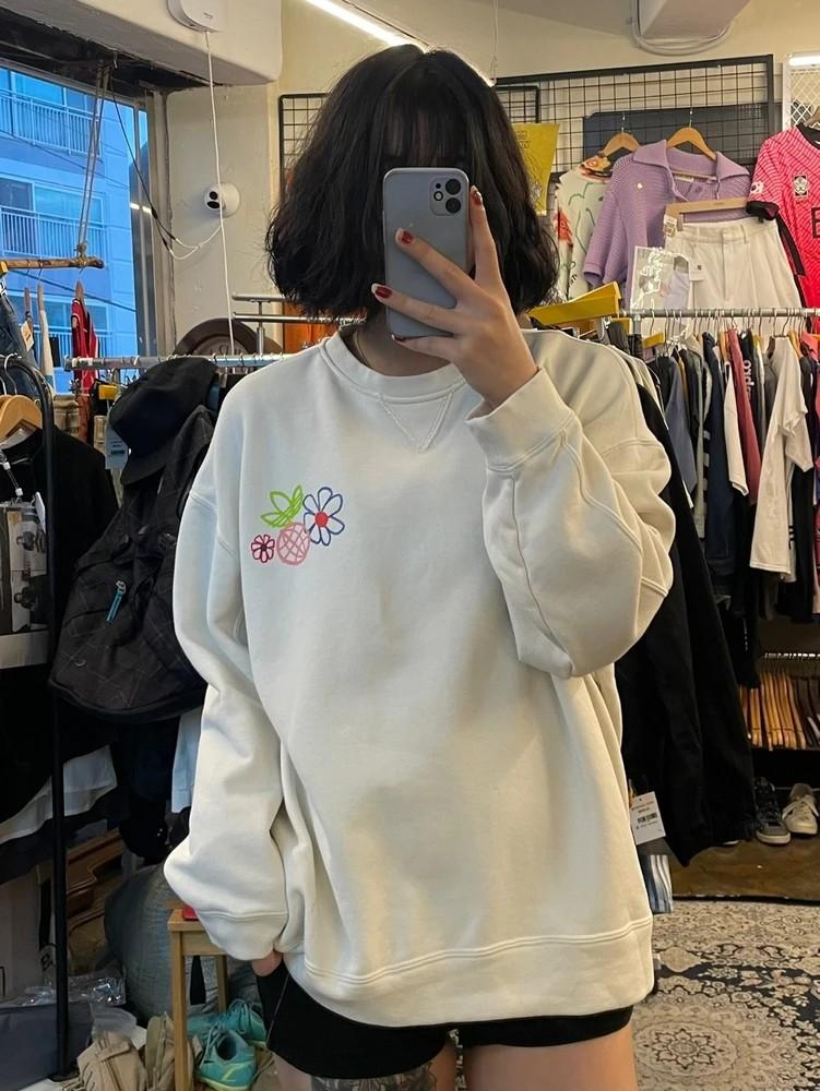XL 아디다스 플라워 자수 스웨트 셔츠 공용 맨투맨 2