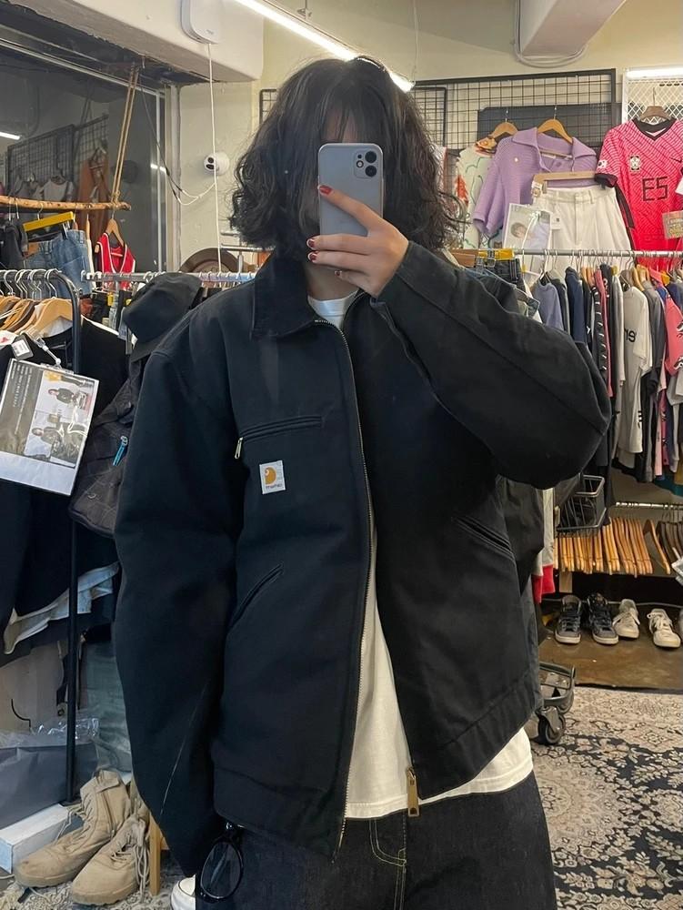 미디움 칼하트 덕 디트로이트 블랙 오버핏 자켓 2
