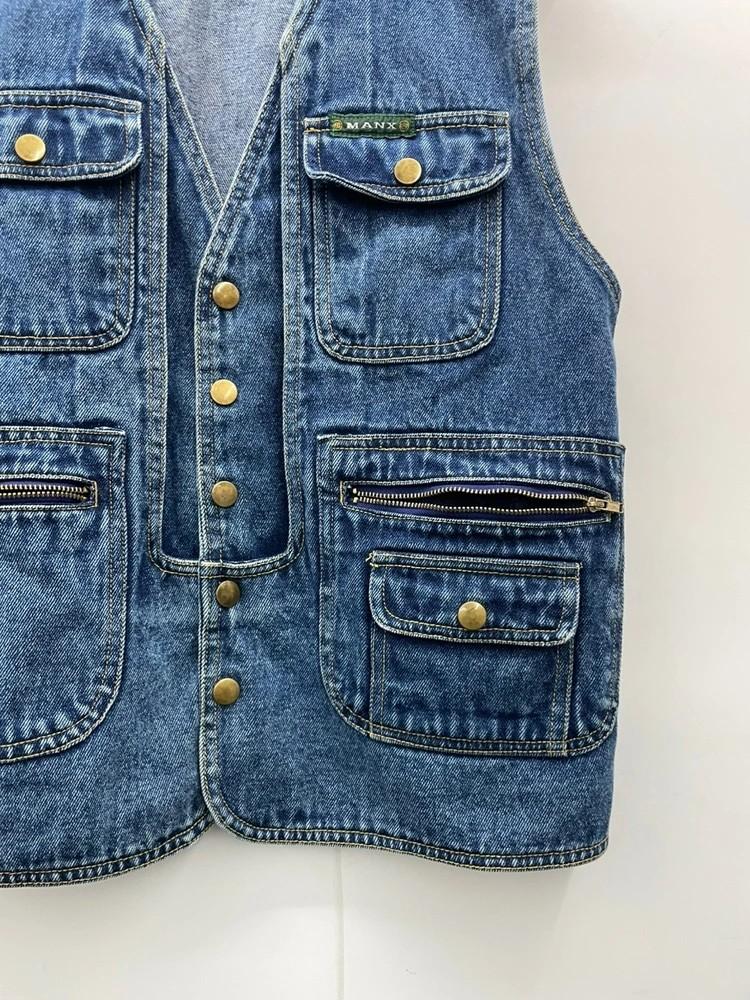 라지 피싱 Vintage MANX 멀티포켓 데님 조끼 6