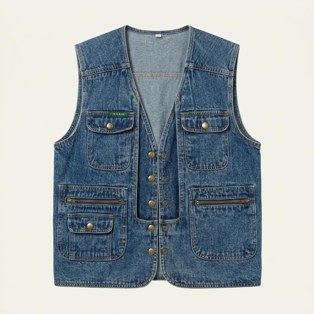 라지 피싱 Vintage MANX 멀티포켓 데님 조끼 1