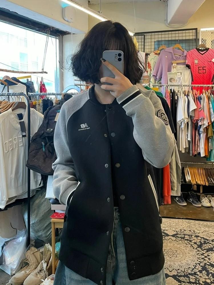 90 뉴발란스 올드 여자 야구점퍼 자켓 회검 2
