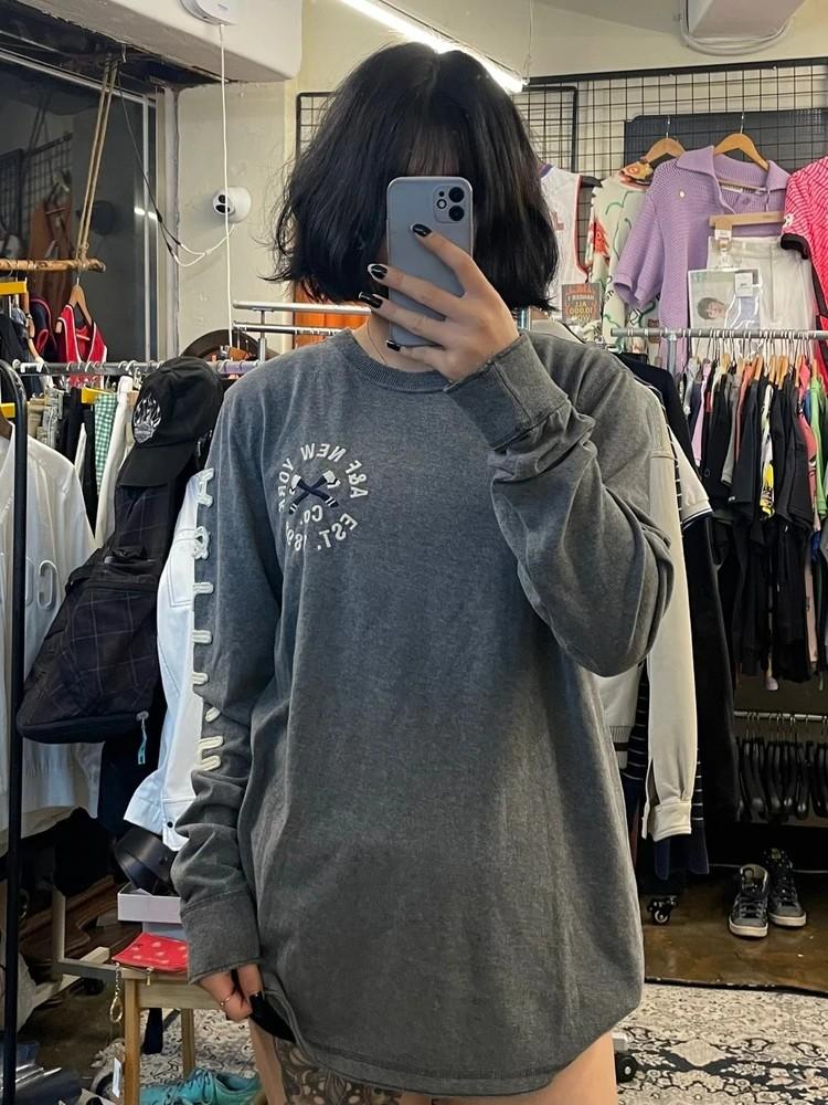 라지 아베크롬비 피치 올드스쿨 회색 그레이 긴팔티셔츠 2