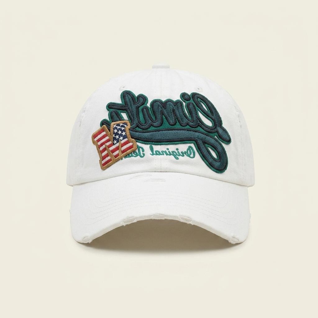 프리 vtg 워싱 화이트 볼캡 모자 y2k룩 1