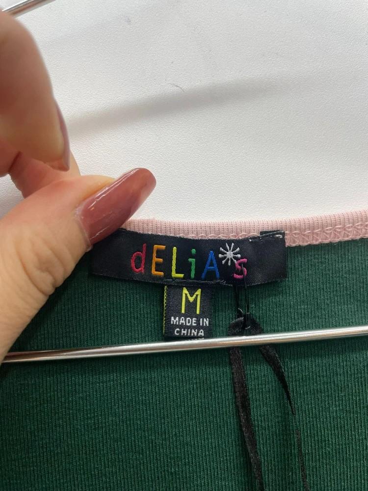 미디움 delias 새상품 여자 크롭 반팔 돌스킬 그린 아이돌룩 9