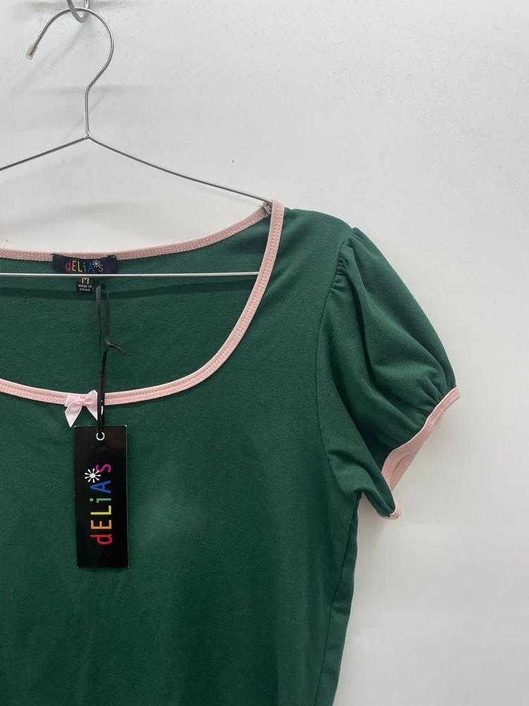 미디움 delias 새상품 여자 크롭 반팔 돌스킬 그린 아이돌룩 8