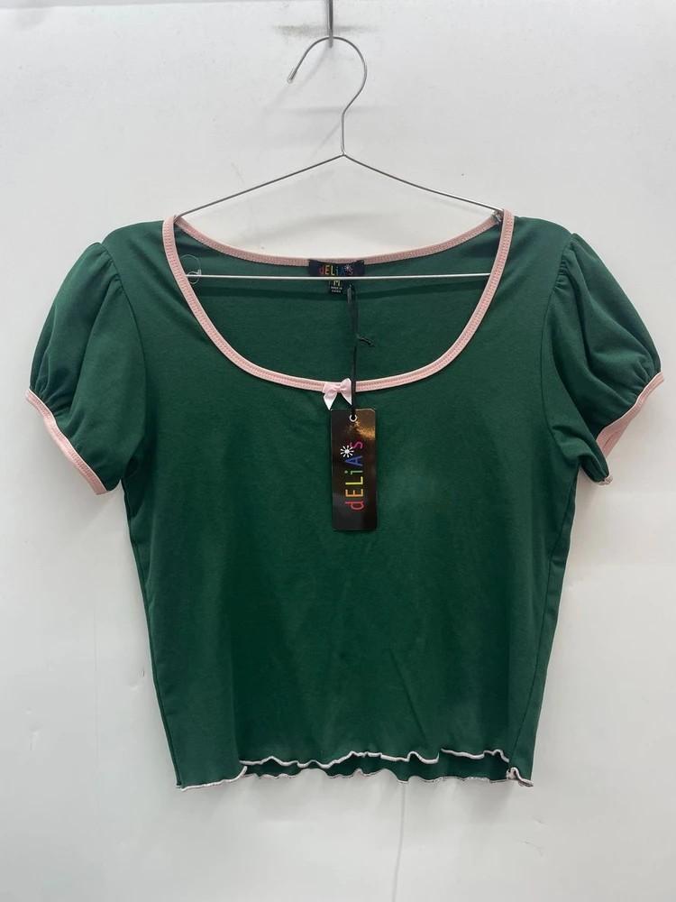 미디움 delias 새상품 여자 크롭 반팔 돌스킬 그린 아이돌룩 4