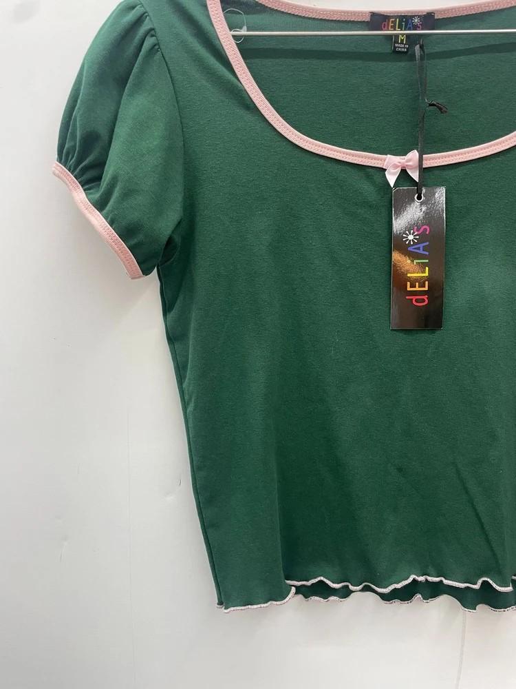 미디움 delias 새상품 여자 크롭 반팔 돌스킬 그린 아이돌룩 7