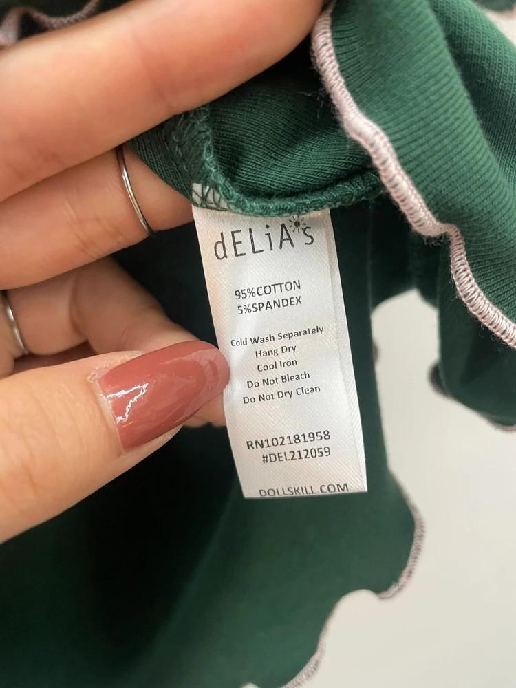 미디움 delias 새상품 여자 크롭 반팔 돌스킬 그린 아이돌룩 11