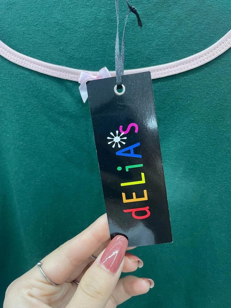 미디움 delias 새상품 여자 크롭 반팔 돌스킬 그린 아이돌룩 10