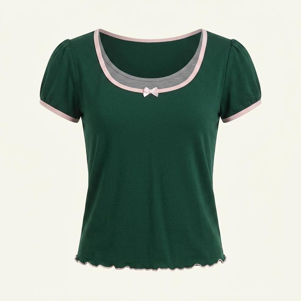 미디움 delias 새상품 여자 크롭 반팔 돌스킬 그린 아이돌룩 1