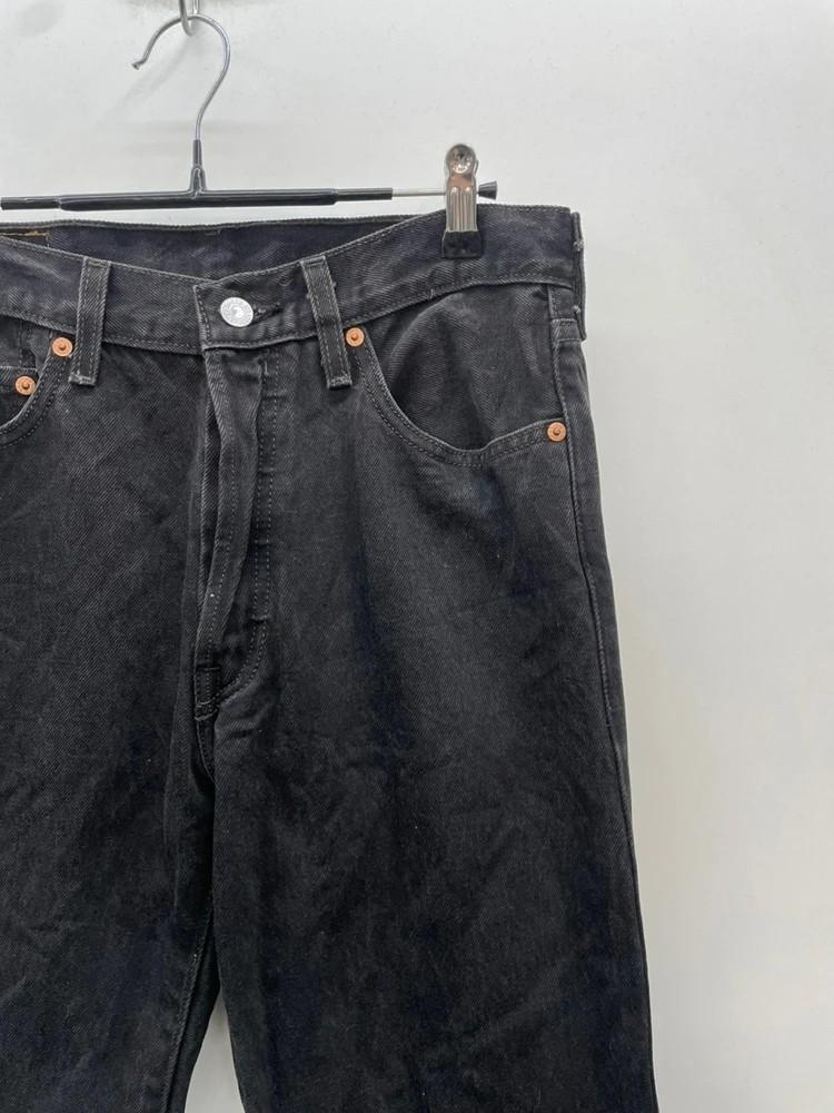 W32L30 리바이스 501 와이드 데님팬츠 청바지 흑청 9