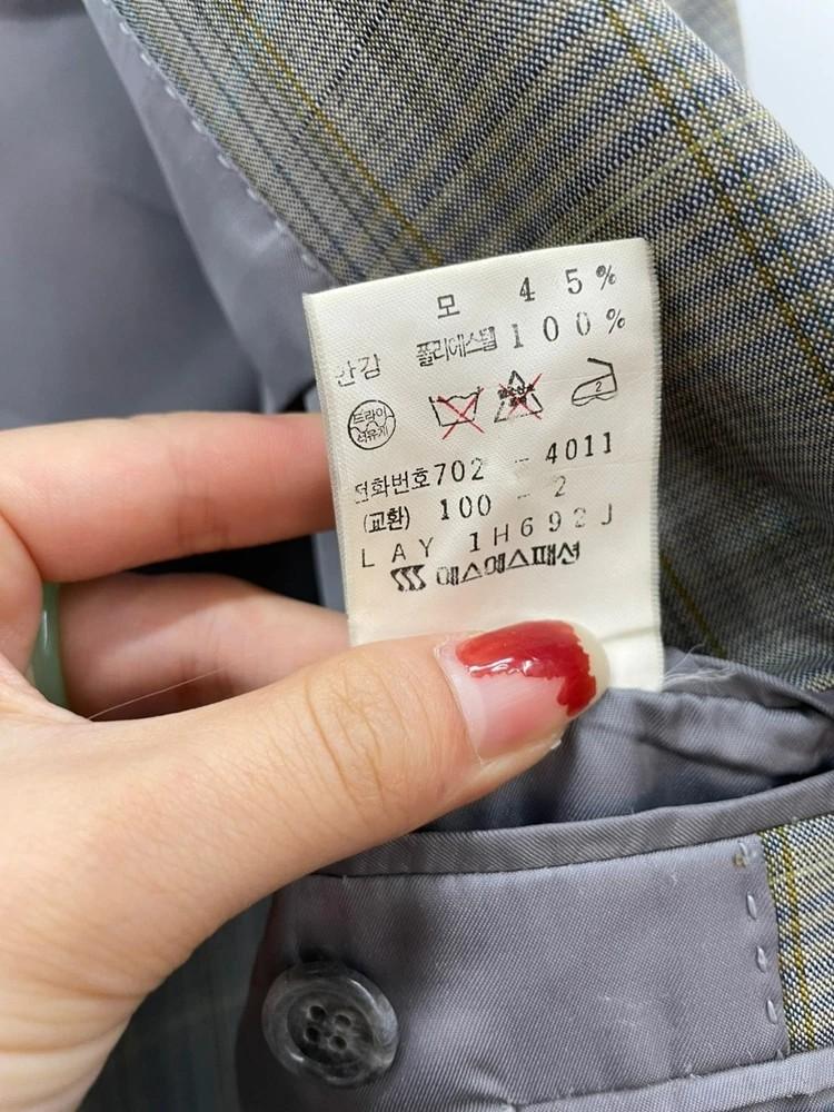 100 입생로랑 루즈핏 빈티지 체크 블레이져 11