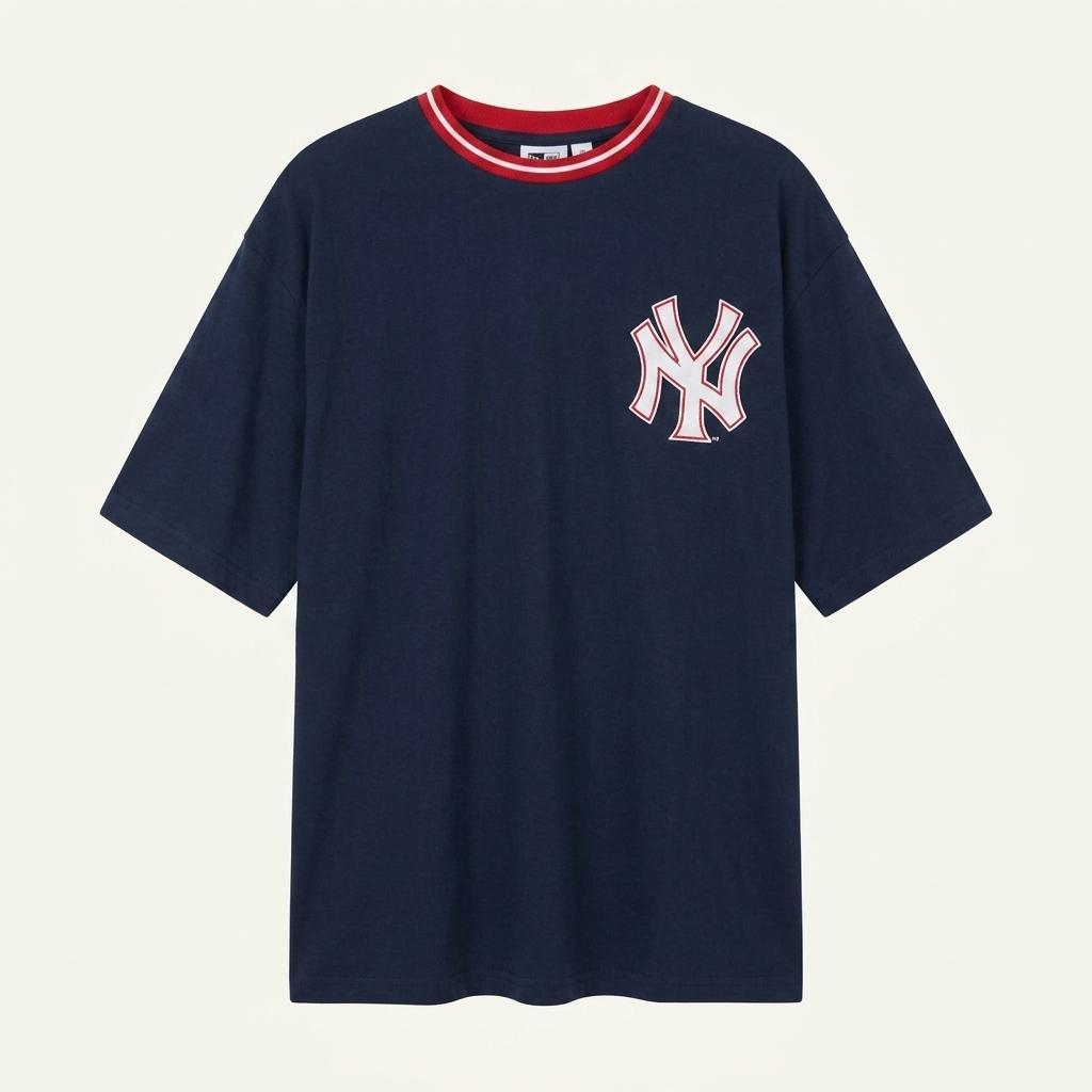 미디움 MLB 오버핏 로고 티셔츠 반팔 네이비 1