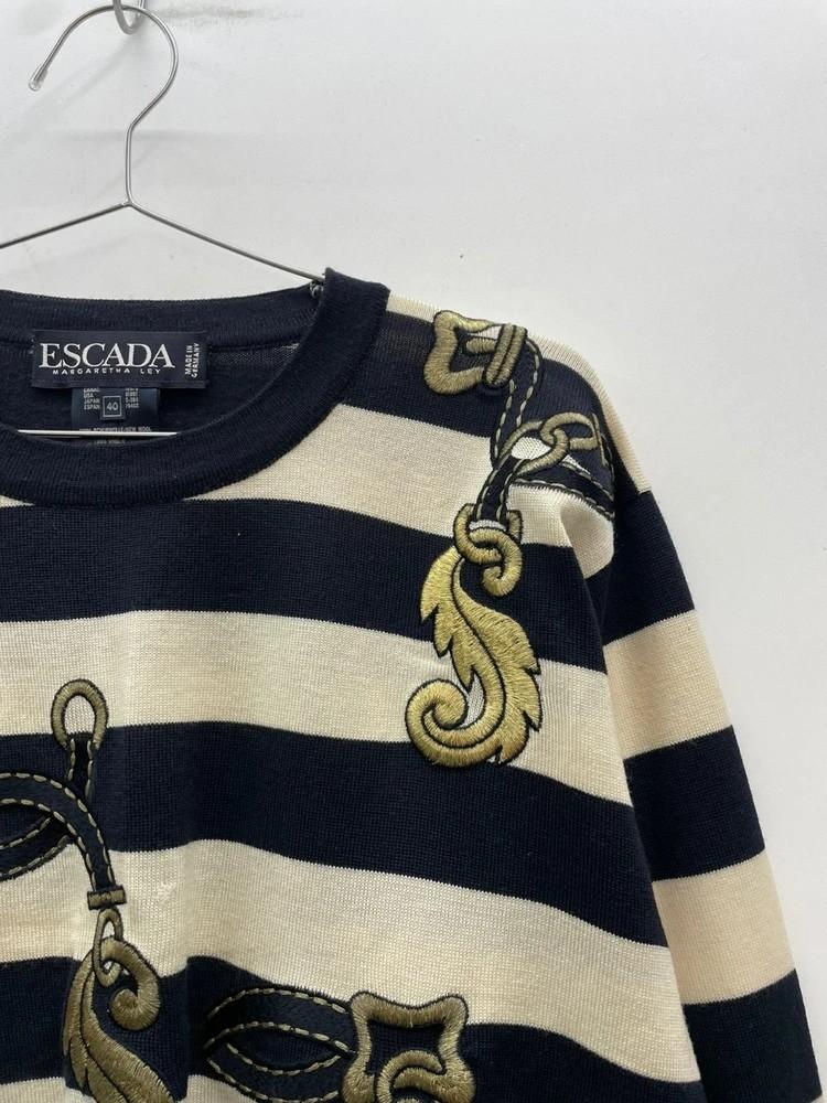 40 Escada 에스카다 올드스쿨 스트라이프 여자 울 스웨터 7