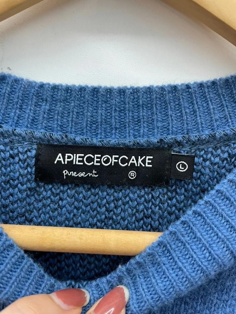 라지 어피스오브케이크 apoc 오버핏 로고 블루 니트웨어 9