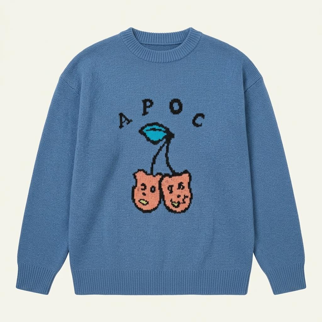 라지 어피스오브케이크 apoc 오버핏 로고 블루 니트웨어 1