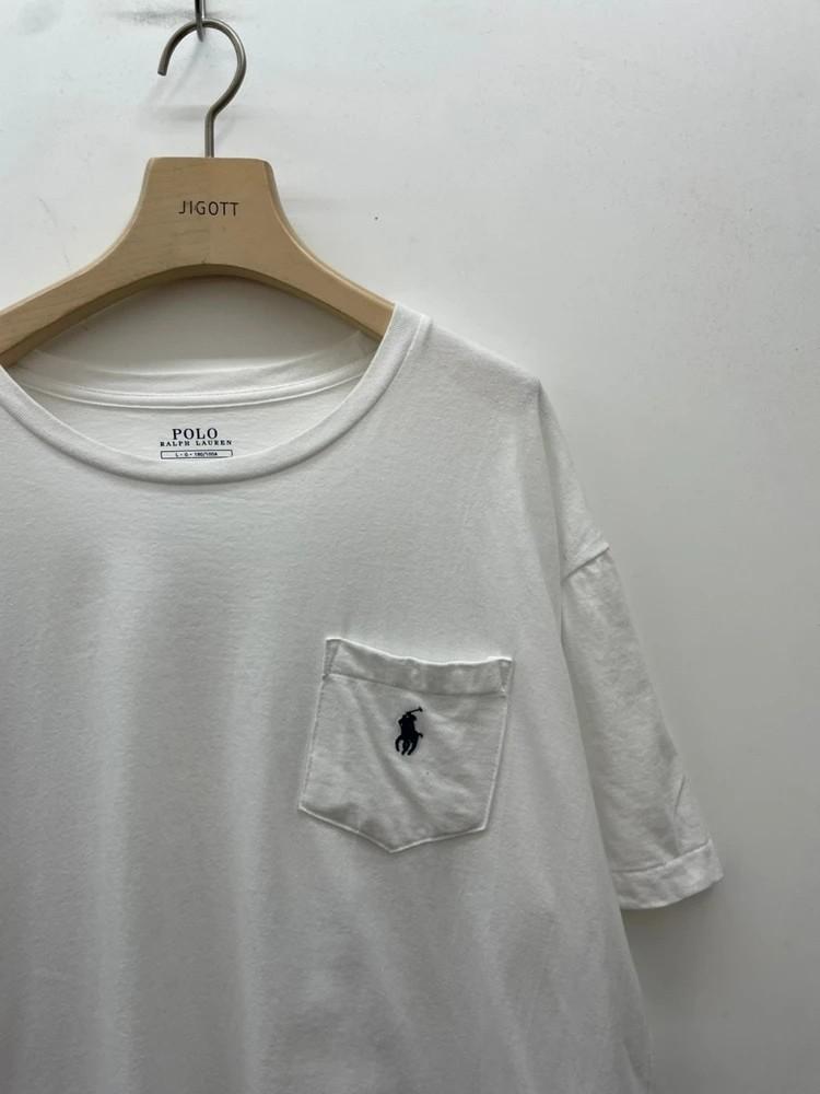 라지 폴로랄프로렌 코튼 오버핏 화이트 반팔티셔츠 7