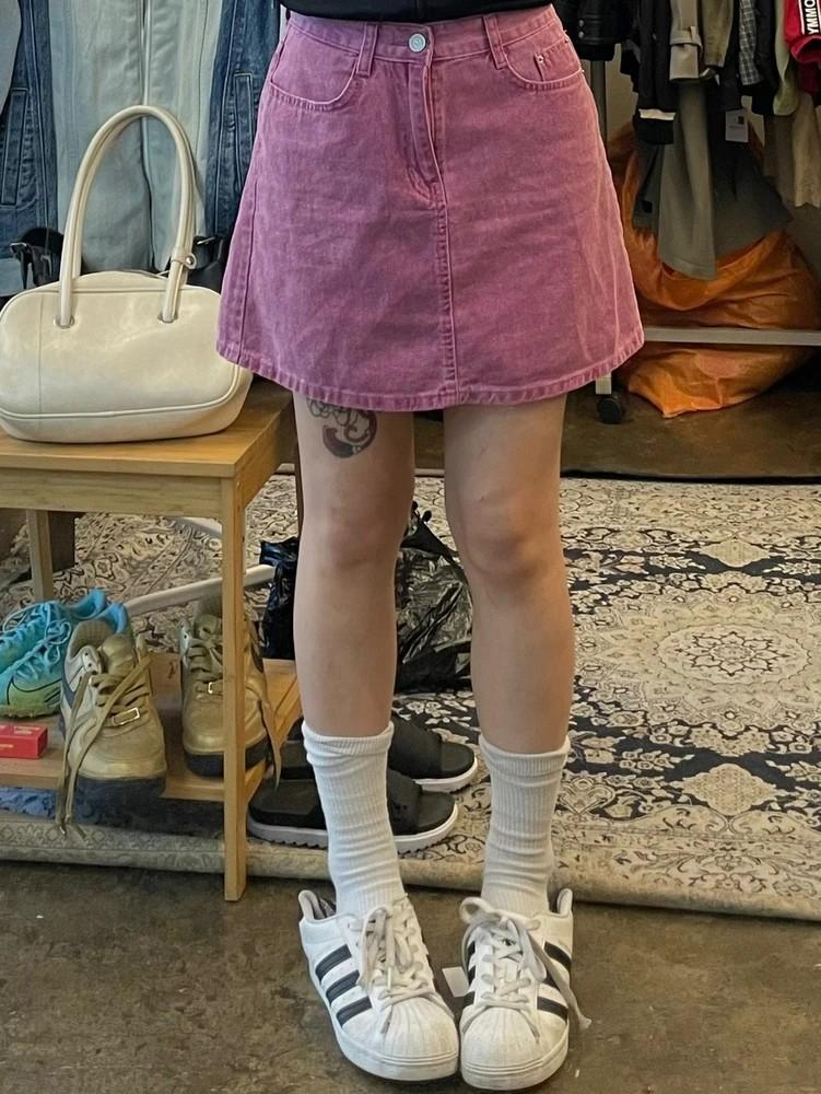 스몰 vtg 피그먼트 워싱 데님 미니스커트 2