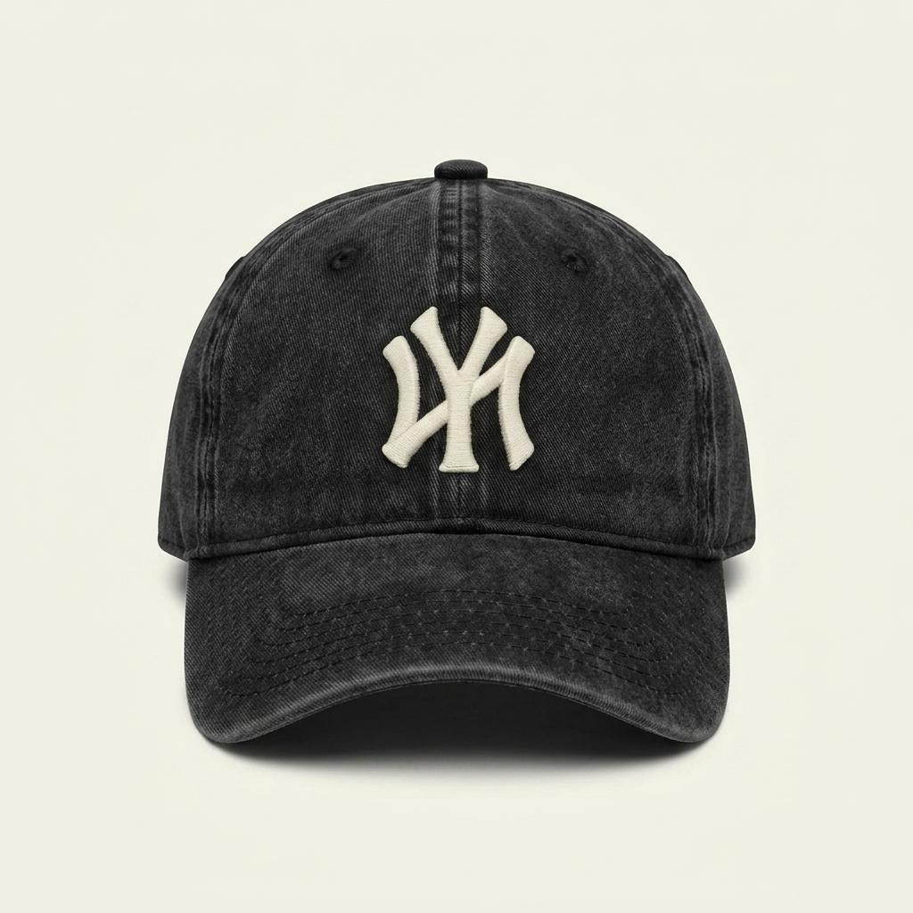 os mlb 로고 볼캡 모자 블랙 빈티지룩