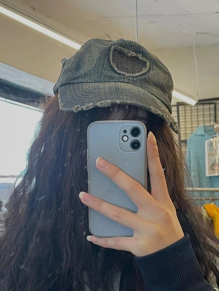 free vtg 워싱 데님 볼캡 모자 y2k룩 2