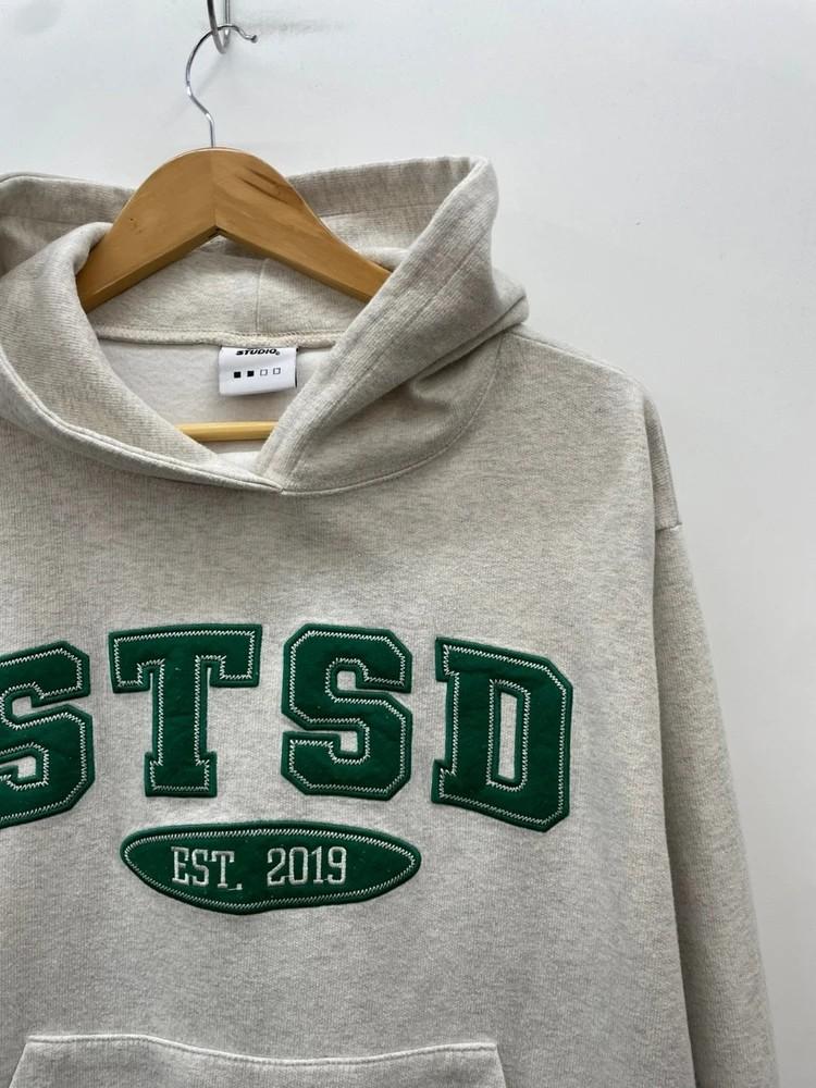 에스릿 스튜디오 STSD 아치 로고 후드 오트밀 오버핏 후디 후드티셔츠 8