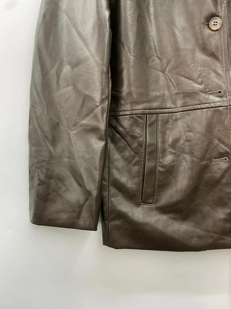스몰 미사용 새상품 라퍼지스토어 브라운 레더 블레이저 자켓 7